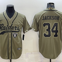 Men's Las Vegas Raiders Bo Jackson #34 Olive 2022 Salute To Service Limited Jersey1 Joint Edition