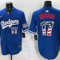 Men's Los Angeles Dodgers Shohei Ohtani #17 Royal USA 250 Fourth of July Home Stadium Jersey
