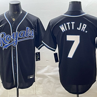 Men's Kansas City Royals Bobby Witt Jr. #7 Fashion Replica Black Out Jersey