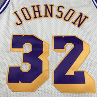 Men's Los Angeles Lakers Magic Johnson #32 Cream Hardwood Classics Swingman Jersey1