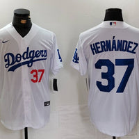 Men's Los Angeles Dodgers Teoscar Hernandez #37 White Home Limited Player Jersey1