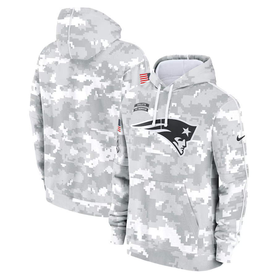 New England Patriots Arctic Camo 2024 Salute to Service Hoodie