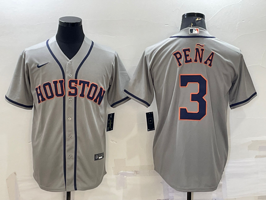Men's Houston Astros Jeremy Pena #3 Gray Replica Jersey1