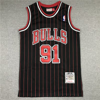 Men's Chicago Bulls Dennis Rodman Black 1995-96 Hardwood Classics Player Jersey1
