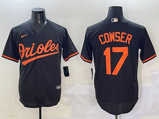 Men's Baltimore Orioles Colton Cowser #17 Black Alternate Replica Player Jersey1