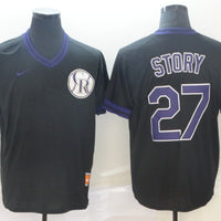 Men's Colorado Rockies Trevor Story #27 Black Replica Baseball Jersey1
