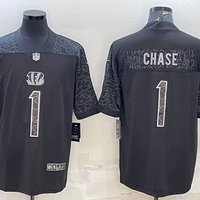 Men's Cincinnati Bengals Ja'Marr Chase #1 Black RFLCTV Limited Jersey1