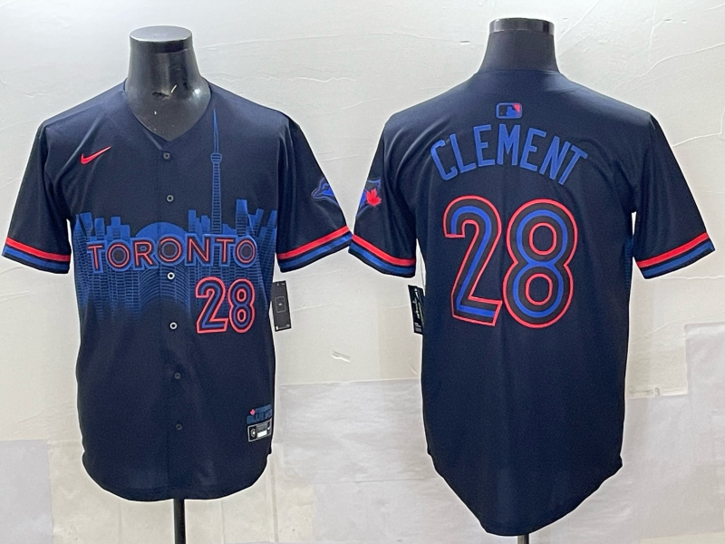 Men's Toronto Blue Jays Drew Clement #28 Black 2024 City Connect Limited Player Jersey