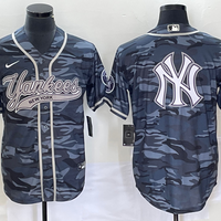 Men's New York Yankees Grey Camouflage Replica Player Jersey1 Joint Edition