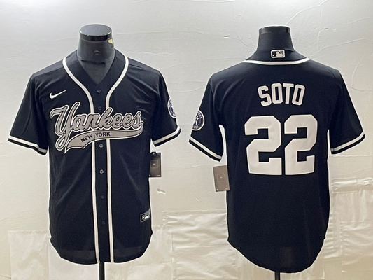 Men's New York Yankees Juan Soto #22 Black Player Jersey1 Joint Edition