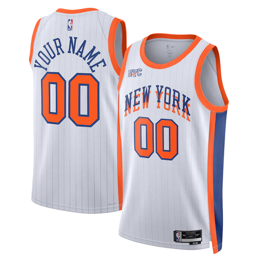 Men's New York Knicks White 2024/25 Custom Swingman Jersey1 - City Edition