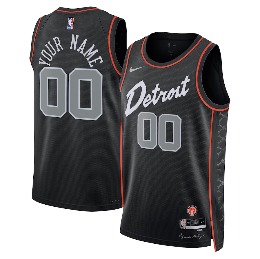 Men's Detroit Pistons Black 2023/24 Custom Swingman Jersey1 - City Edition