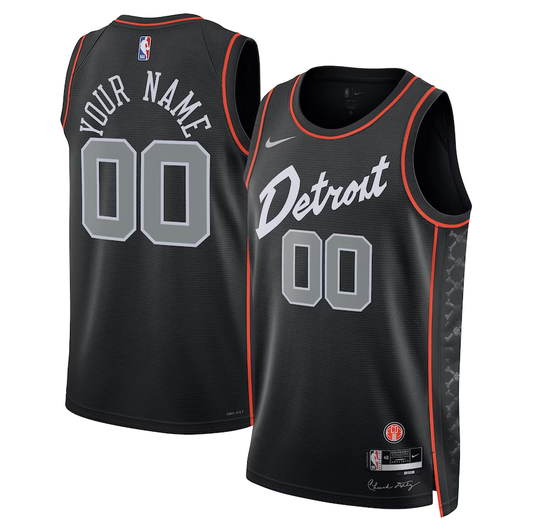 Men's Detroit Pistons Black 2023/24 Custom Swingman Jersey1 - City Edition