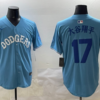 Men's Los Angeles Dodgers Shohei Ohtani #17 Light Blue Game Jersey1