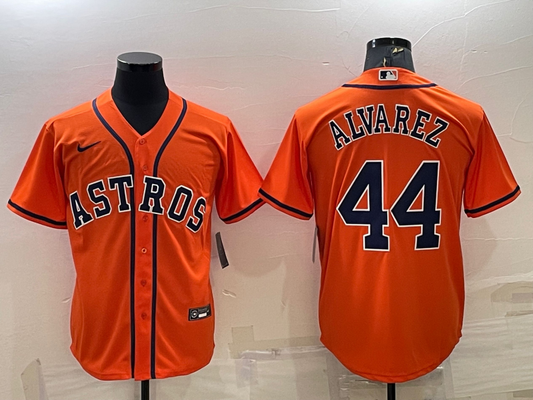 Men's Houston Astros Yordan Alvarez #44 Orange Replica Player Jersey1