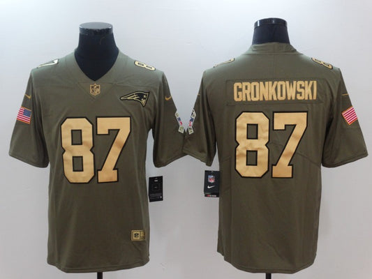 Men's New England Patriots Rob Gronkowski #87 Brown Game Player Jersey1