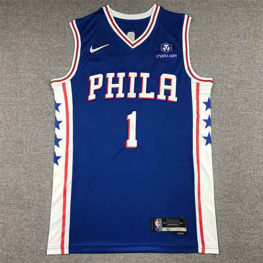 Men's Philadelphia 76ers James Harden Blue 2021/22 Fast Break Replica Jersey1