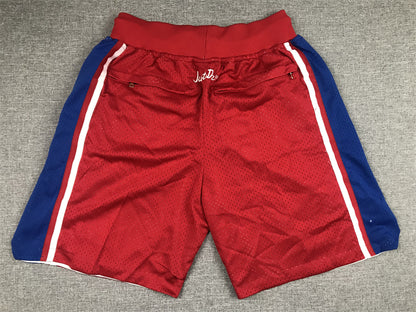Men's Philadelphia 76ers Red Hardwood Classics Authentic Basketball Shorts1