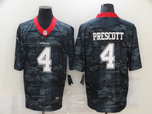 Men's Dallas Cowboys Dak Prescott #4 Gray Camouflage Game Jersey1