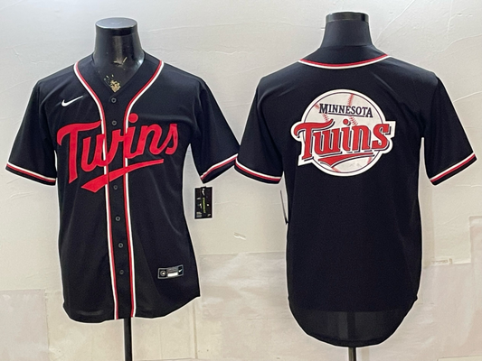 Men's Minnesota Twins Black Fashion Replica Out Jersey