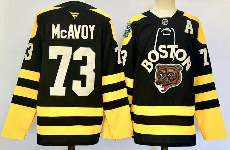 Men's Boston Bruins Charlie McAvoy #73 Black Game Jersey1