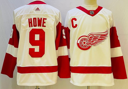 Men's Detroit Red Wings Gordie Howe #9 White Player Jersey1