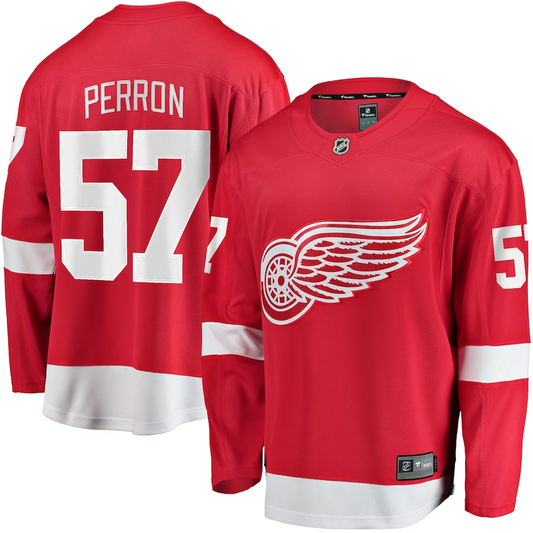 Men's Detroit Red Wings David Perron #57 Red Home Breakaway Player Jersey1