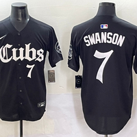 Men's Chicago Cubs Dansby Swanson #7 Black Replica Player Jersey
