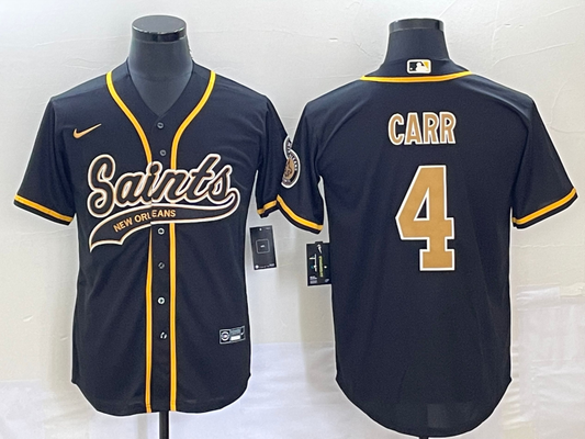 Men's New Orleans Saints Derek Carr #4 Black Game Jersey1 Joint Edition