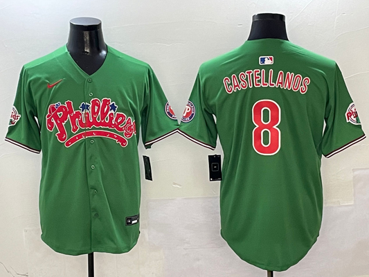 Men's Philadelphia Phillies Nick Castellanos #8 Green Game Jersey1