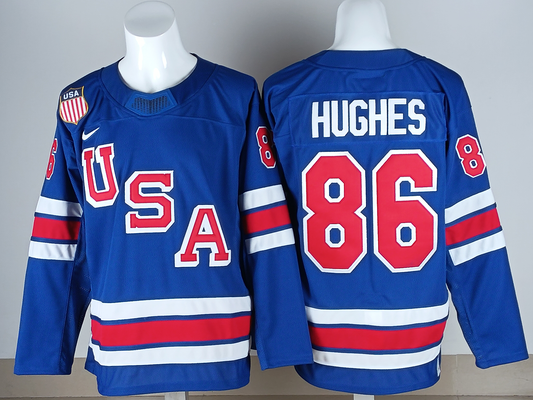 Men's United States Hockey Jack Hughes #86 Royal 2026 Winter Olympics Jersey