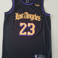 Men's Los Angeles Lakers LeBron James #23 Black Swingman Jersey1
