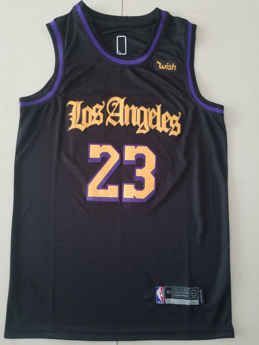 Men's Los Angeles Lakers LeBron James #23 Black Swingman Jersey1