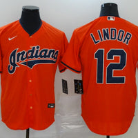Men's Cleveland Guardians Francisco Lindor #12 Orange Replica Baseball Jersey1
