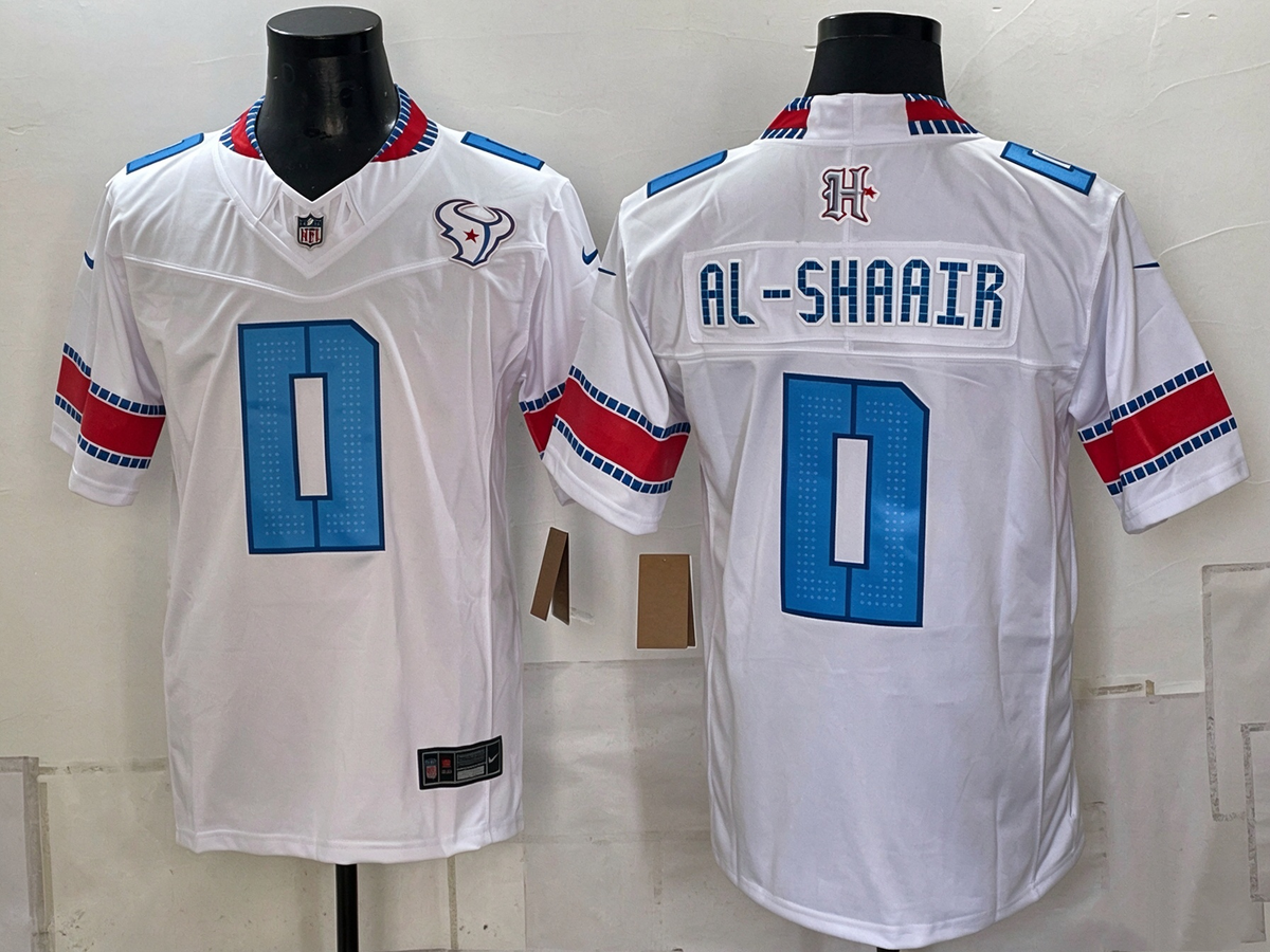 Men's Houston Texans Azeez Al-Shaair #0 White 2026 Rivalries Collection Stitched Limited Jersey