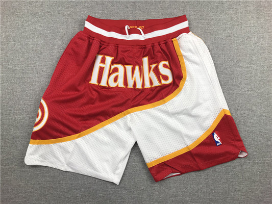 Men's Atlanta Hawks Red/White Basketball Retro Shorts1