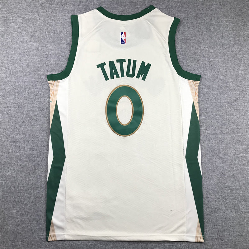 Men's Boston Celtics Jayson Tatum #0 White 2023/24 Swingman Jersey1 - City Edition