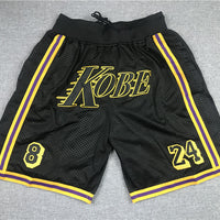 Men's Los Angeles Lakers Kobe Bryant #8-24 Black Pocket Shorts1