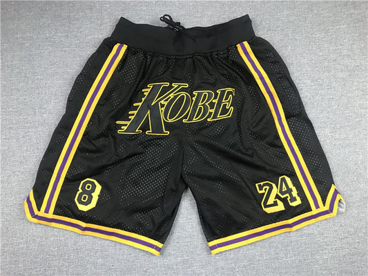 Men's Los Angeles Lakers Kobe Bryant #8-24 Black Pocket Shorts1