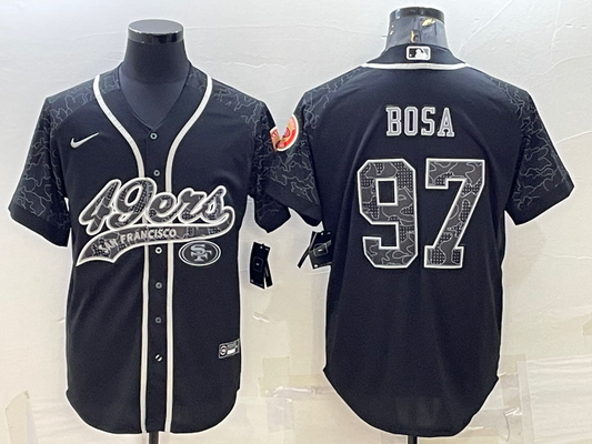 Men's San Francisco 49ers Nick Bosa #97 Black Retired Player RFLCTV Limited Jersey1 Joint Edition