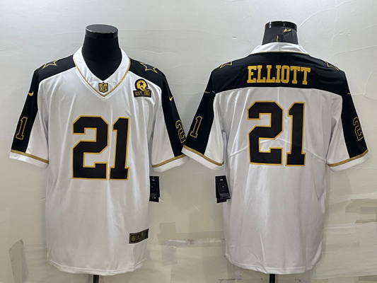 Men's Dallas Cowboys Ezekiel Elliott #21 White Player Jersey1