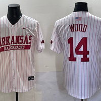Men's Arkansas Razorbacks Gage Wood #14 White Replica Player Jersey