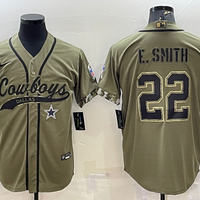Men's Dallas Cowboys Emmitt Smith #22 Olive 2022 Salute To Service Limited Jersey1 Joint Edition