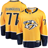 Luke Evangelista #77 Nashville Predators Gold Breakaway Player Jersey - JerseysFreak