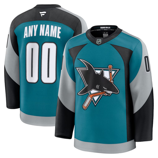 Men's San Jose Sharks Fanatics Teal Alternate Premium Custom Jersey