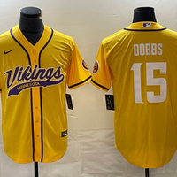 Men's Minnesota Vikings Joshua Dobbs #15 Gold Game Jersey1 Joint Edition
