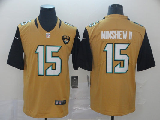 Men's Jacksonville Jaguars Gardner Minshew II #15 Gold Inverted Legend Jersey1