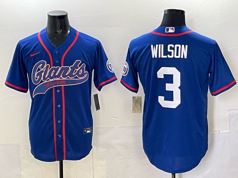 Men's New York Giants Russell Wilson #3 Royal Game Jersey