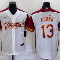 Men's 2023 World Baseball Classic #13 Ronald Acu?a Jr. Venezuela White Jersey1