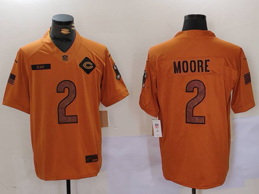 Men's Chicago Bears D.J. Moore #2 Brown 2023 Salute To Service Limited Jersey1